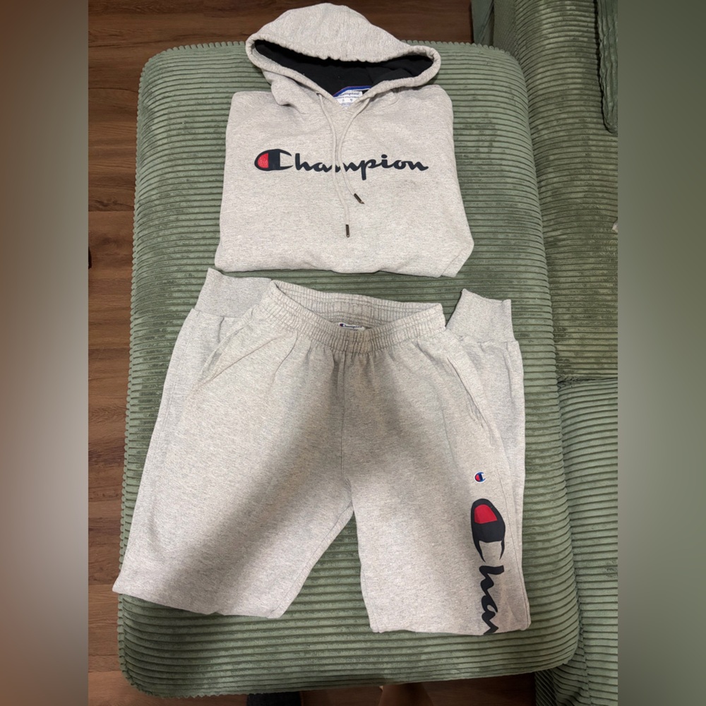 Champion Heather Gray Hoodie and Sweatpant Set